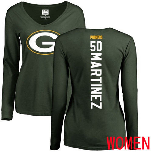Green Bay Packers Green Women #50 Martinez Blake Backer Nike NFL Long Sleeve T Shirt